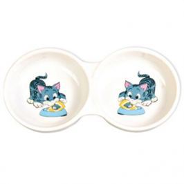 Миска Trixie керамическая с рисунком кошки d=11см 150мл двойная