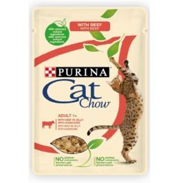 Влажный корм Cat Chow Adult говядина + баклажаны в желе для кошек, 85г.