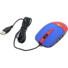 Мышь проводная CBR CM-833 Superman синий красный USB