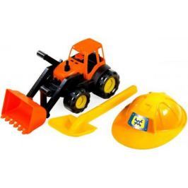 Игровой набор ZEBRATOYS Трактор c каской и лопатой оранжевый 15-10593